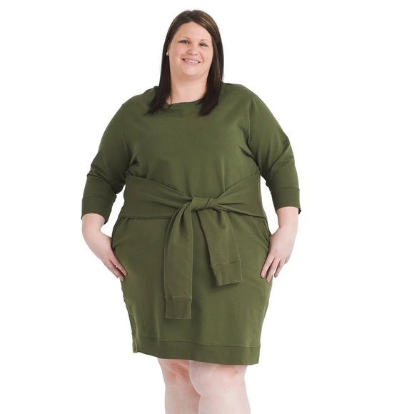 Universal Standard Misa Tie Sweatshirt Dress in Green Size M or US 18-20 - Picture 1 of 11